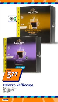 Palazzo koffiecups Espresso of Lungo XL-verpakking 250 gram aanbieding bij Action – geldig van 07.01.2026 t/m 13.01.2026
