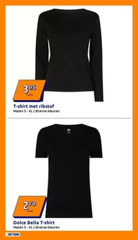 T-shirt met ribstof aanbieding bij Action – geldig van 18.02.2026 t/m 24.02.2026