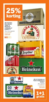 Alle Heineken, Birra Moretti, Jupiler of Warsteiner multipacks of kratten*/** aanbieding bij Albert-heijn – geldig van 13.04.2026 t/m 19.04.2026