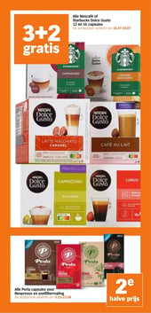 Alle Nescafé of Starbucks Dolce Gusto 12 en 16 capsules aanbieding bij Albert Heijn – geldig van 26.01.2026 t/m 01.02.2026