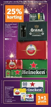 Alle Heineken, Brand of Amstel multipacks of kratten* aanbieding bij Albert Heijn – geldig van 27.12.2025 t/m 04.01.2026