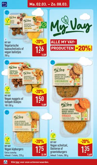 MY VAY Vegan nuggets of tempeh blokjes aanbieding bij Aldi – geldig van 02.03.2026 t/m 08.03.2026