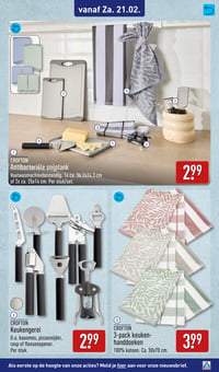 3-pack keukenhanddoeken aanbieding bij Aldi – geldig van 16.02.2026 t/m 22.02.2026