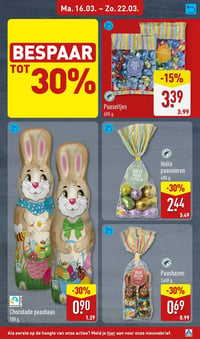 Chocolade paashaas aanbieding bij Aldi – geldig van 16.03.2026 t/m 22.03.2026