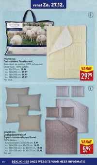 NOVITESSE Dekbedovertrek of 2-pack kussenslopen flanel aanbieding bij Aldi – geldig van 22.12.2025 t/m 28.12.2025