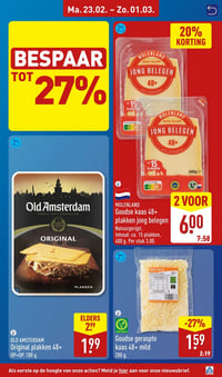 Goudse geraspte kaas 48+ mild aanbieding bij Aldi – geldig van 23.02.2026 t/m 01.03.2026