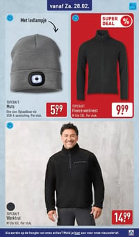 Fleece werkvest aanbieding bij Aldi – geldig van 25.02.2026 t/m 01.03.2026