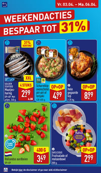 Hele gegaarde kip aanbieding bij Aldi – geldig van 03.04.2026 t/m 06.04.2026