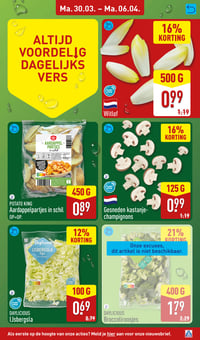 Gesneden kastanjechampignons aanbieding bij Aldi – geldig van 30.03.2025 t/m 06.04.2026