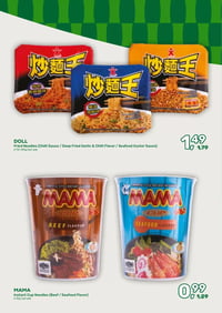 DOLL Fried Noodles (Chilli Sauce / Deep Fried Garlic & Chilli Flavor / Seafood Oyster Sauce) aanbieding bij Amazing-oriental – geldig van 28.01.2026 t/m 17.02.2026