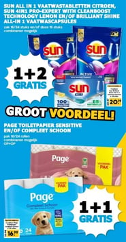 SUN ALL IN 1 VAATWASTABLETTEN CITROEN, SUN 4IN1 PRO-EXPERT WITH CLEANBOOST TECHNOLOGY LEMON EN/OF BRILLIANT SHINE ALL-IN 1 VAATWASCAPSULES aanbieding bij Boon's Markt – geldig van 26.01.2026 t/m 01.02.2026