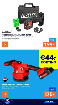 QUAKE ENERGY TEGELTRILLER aanbieding bij Bouwmaat – geldig van 09.02.2026 t/m 08.03.2026