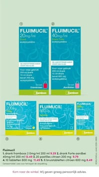 Fluimucil drank framboos 20mg/ml 200 ml aanbieding bij Da – geldig van 01.03.2026 t/m 08.03.2026