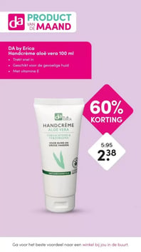 DA by Erica Handcrème aloë vera 100 ml aanbieding bij Da – geldig van 09.02.2026 t/m 22.02.2026