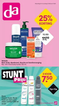 Dove Classic fresh, floral fresh en men+care clean comfort 200 ml aanbieding bij Da – geldig van 15.02.2026 t/m 22.02.2026