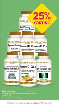 Golden Naturals Bijv. vitamine C1000 en rozenbottel 60 tabletten. aanbieding bij Da – geldig van 15.02.2026 t/m 22.02.2026