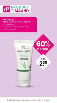 DA by Erica Handcrème aloë vera 100 ml aanbieding bij Da – geldig van 15.02.2026 t/m 22.02.2026
