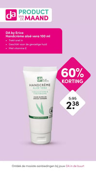 DA by Erica Handcrème aloë vera 100 ml aanbieding bij Da – geldig van 26.01.2026 t/m 08.02.2026