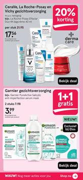 CeraVe, La Roche-Posay en Vichy gezichtsverzorging aanbieding bij Etos – geldig van 02.03.2026 t/m 08.03.2026