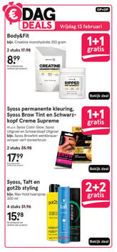 Syoss, Taft en got2b styling bijv. Max Hold haarspray 300 ml aanbieding bij Etos – geldig van 09.02.2026 t/m 22.02.2026