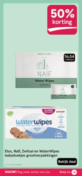 Etos, Naïf, Zwitsal en WaterWipes babydoekjes grootverpakkingen aanbieding bij Etos – geldig van 09.02.2026 t/m 22.02.2026
