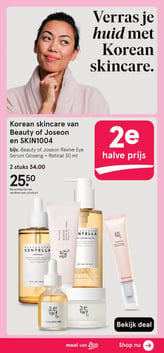 Korean skincare van Beauty of Joseon en SKIN1004 aanbieding bij Etos – geldig van 09.03.2026 t/m 22.03.2026