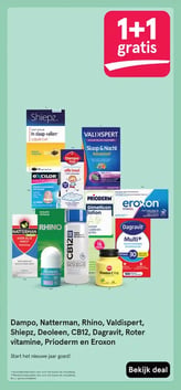 Dampo, Natterman, Rhino, Valdispert, Shiepz, Deoleen, CB12, Dagravit, Roter vitamine, Prioderm en Eroxon aanbieding bij Etos – geldig van 12.01.2026 t/m 18.01.2026