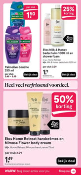 Etos Home Retreat handcrèmes en Mimosa Flower body cream aanbieding bij Etos – geldig van 12.01.2026 t/m 18.01.2026