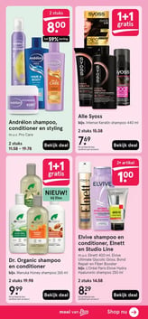 Elvive shampoo en conditioner, Elnett en Studio Line aanbieding bij Etos – geldig van 23.02.2026 t/m 08.03.2026