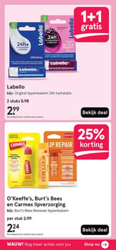 O’Keeffe’s, Burt’s Bees en Carmex lipverzorging aanbieding bij Etos – geldig van 23.02.2026 t/m 08.03.2026