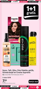 Syoss, Taft, Gliss, Poly Palette, got2b, Schwarzkopf en Creme Supreme aanbieding bij Etos – geldig van 26.01.2026 t/m 08.02.2026