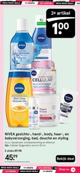 NIVEA gezichts-, hand-, body, haar-, en babyverzorging, bad, douche en styling aanbieding bij Etos – geldig van 26.01.2026 t/m 08.02.2026