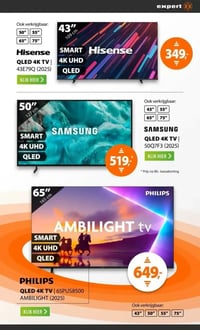 PHILIPS QLED 4K TV | 65PUS8500 AMBILIGHT (2025) aanbieding bij Expert – geldig van 08.02.2026 t/m 15.02.2026
