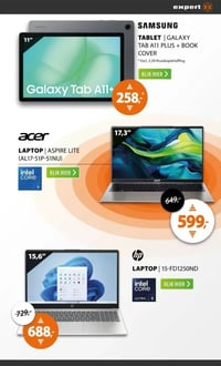 TABLET | GALAXY TAB A11 PLUS + BOOK COVER aanbieding bij Expert – geldig van 15.02.2026 t/m 22.02.2026
