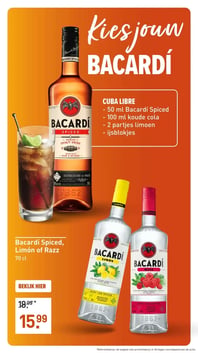 Bacardí Spiced, Limón of Razz 70 cl aanbieding bij Gall-gall – geldig van 09.03.2026 t/m 15.03.2026
