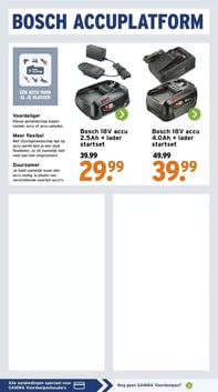 Bosch 18V accu 4.0Ah + lader startset aanbieding bij Gamma – geldig van 02.03.2026 t/m 08.03.2026