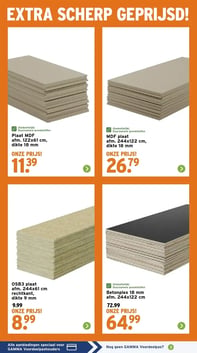 Plaat MDF afm. 122x61 cm, dikte 18 mm aanbieding bij Gamma – geldig van 02.03.2026 t/m 08.03.2026
