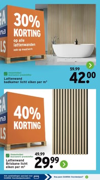 Lattenwand Brisbane licht eiken per m² aanbieding bij Gamma – geldig van 05.01.2026 t/m 11.01.2026