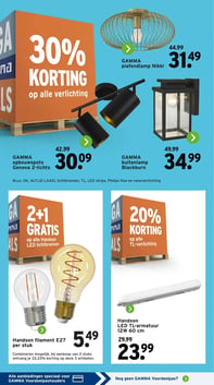 30% KORTING op alle verlichting aanbieding bij Gamma – geldig van 19.01.2026 t/m 25.01.2026