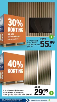 Lattenwand licht eiken 260x52.6 cm per m² aanbieding bij Gamma – geldig van 19.01.2026 t/m 25.01.2026