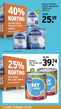 Histor My Color lak 1 liter aanbieding bij Gamma – geldig van 19.01.2026 t/m 25.01.2026