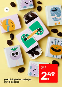 pak biologische rozijntjes met 8 doosjes aanbieding bij Hema – geldig van 09.02.2026 t/m 15.02.2026