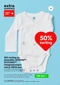 deze witte LENZING™ ECOVERO™ meegroeiromper aanbieding bij Hema – geldig van 09.02.2026 t/m 15.02.2026