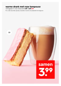 warme drank met roze tompouce aanbieding bij Hema – geldig van 09.02.2026 t/m 15.02.2026