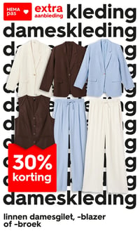 linnen damesgilet, -blazer of -broek aanbieding bij Hema – geldig van 20.04.2026 t/m 26.04.2026