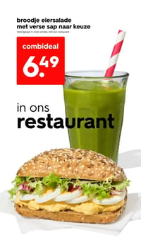 broodje eiersalade met verse sap naar keuze aanbieding bij Hema – geldig van 23.03.2026 t/m 29.03.2026