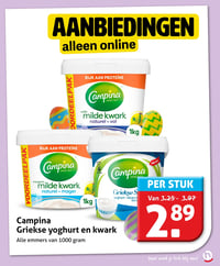Campina Griekse yoghurt en kwark aanbieding bij Hoogvliet – geldig van 01.04.2026 t/m 07.04.2026