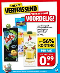 Appelsientje of Coolbest FruitDrink, FruitOntbijt of ProteinDrink Van 0.33 - 1 liter of Taksi Van 1.5 liter aanbieding bij Hoogvliet – geldig van 04.02.2026 t/m 10.02.2026