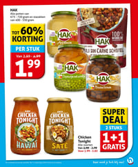 HAK Alle potten van 675 - 720 gram en stazakken van 400 - 550 gram aanbieding bij Hoogvliet – geldig van 15.04.2026 t/m 21.04.2026