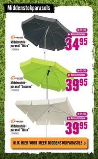 Middenstok-parasol "Ibiza" aanbieding bij Hornbach – geldig van 06.04.2026 t/m 03.05.2026